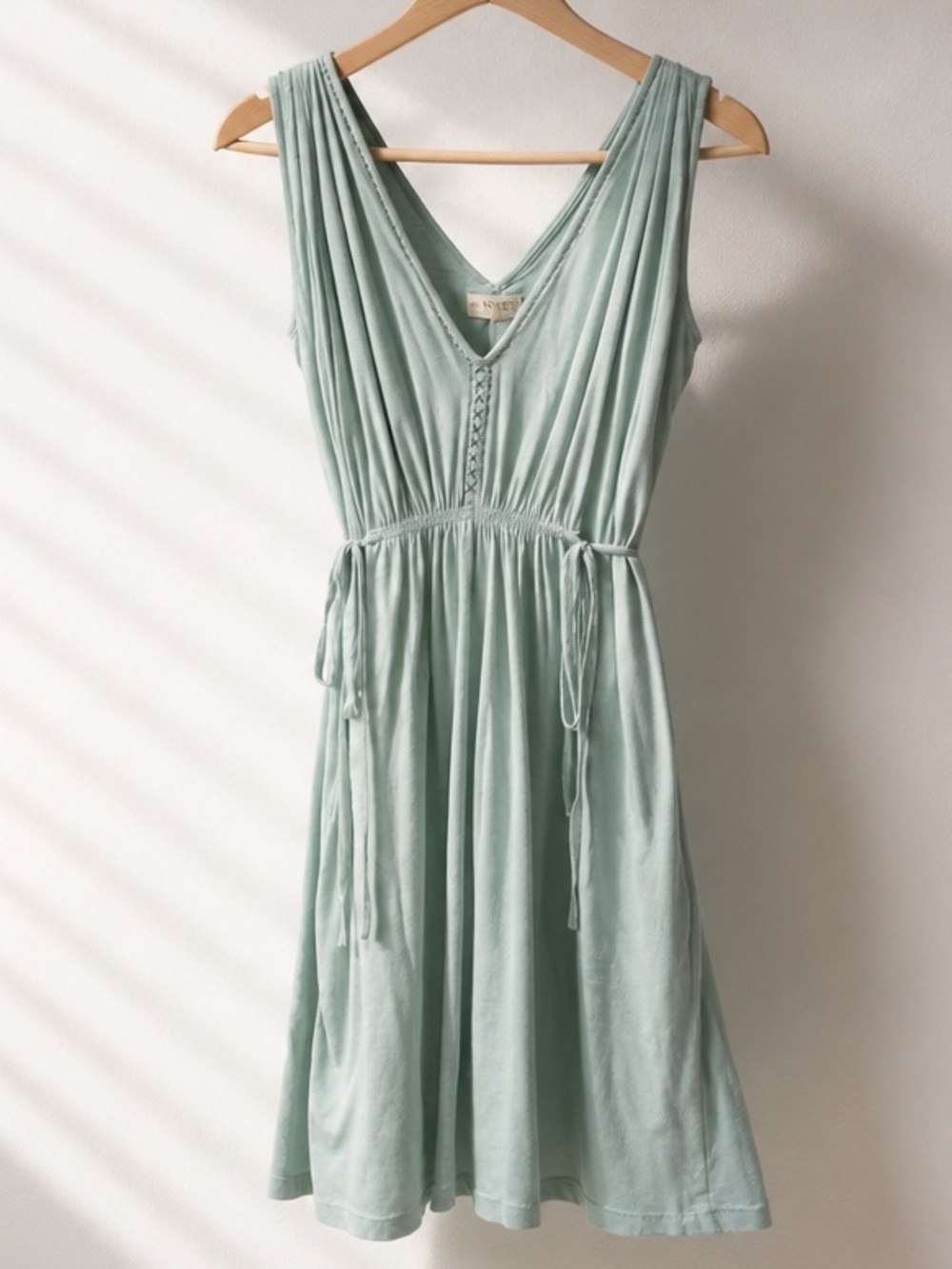Synergy | Organic Cotton | Sage Green V-Neck Tie Waist Dress | Size Small